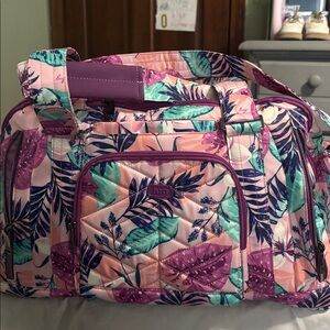 Lug Purple and Green Leaf Pattern Bag